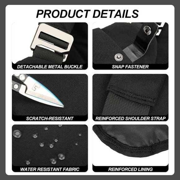 Black Anti Theft Crossbody Travel Bags Mens Sling Bag Over the Shoulder Bags for - Picture 5 of 7